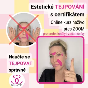 Certifikované Estetické Tejpování+Cerifikát+Ebook pro profesionály i začátečníky 26.4.2026, Online skupinový 180 minutový kurz přes ZOOM pod vedením Světlany Mihulové s možností získání certifikátu