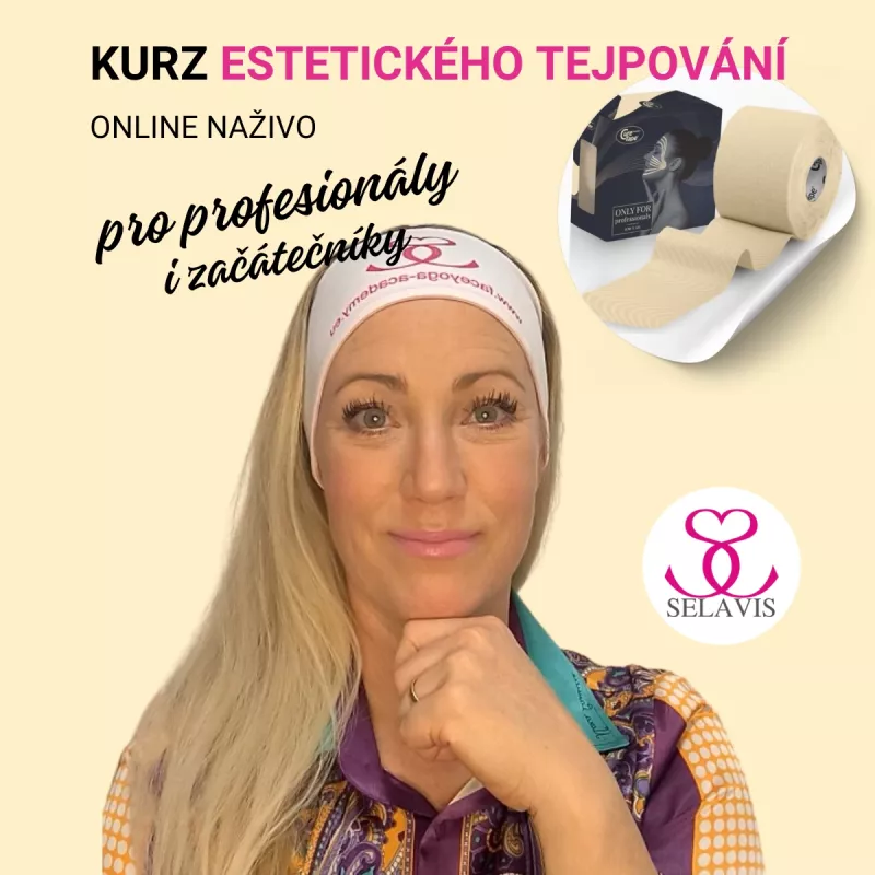 Certifikované Estetické Tejpování+Cerifikát+Ebook pro profesionály i začátečníky 26.4.2026, Online skupinový 180 minutový kurz přes ZOOM pod vedením Světlany Mihulové s možností získání certifikátu